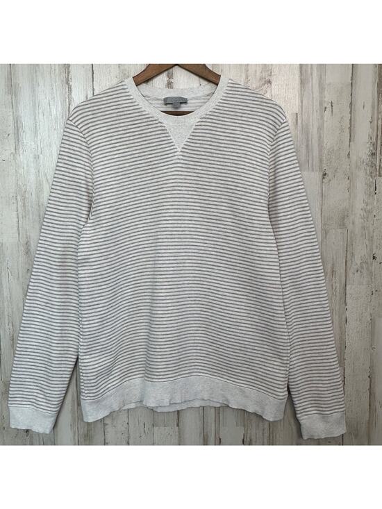 COS Other - COS Crewneck Pullover 100 Cotton Sweatshirt Size Large Gray Beige Stripe VGUC